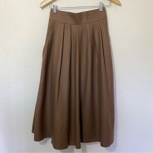 Vintage Brown Pleated Wool Skirt